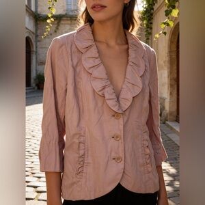 CAbi Soft Pink Ruffle Blazer NWT
